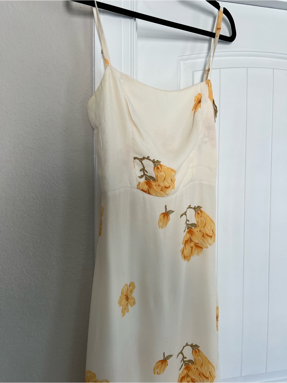Reformation Cream Slip Midi Dress Yellow Floral Print ivory size 4 - Picture 5 of 10
